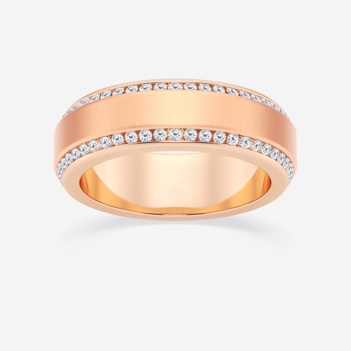 1 ctw Round Lab Grown Diamond 7mm Beveled Edge Satin Finish Eternity Band